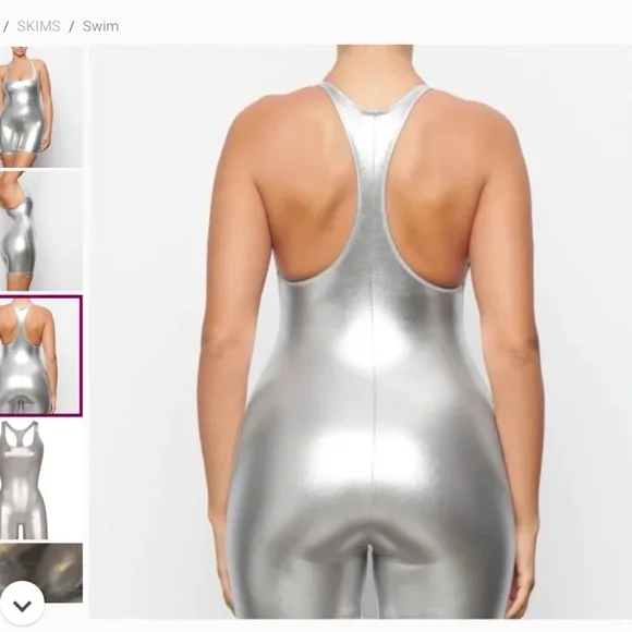 Skims Silver Bodysuit Swim - Picture 2 of 5